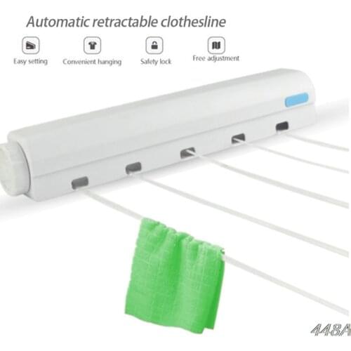 Wall Mounted 4/5 Clothes Line Retractable Laundry Hanger Clothes Drying Rack New 2020