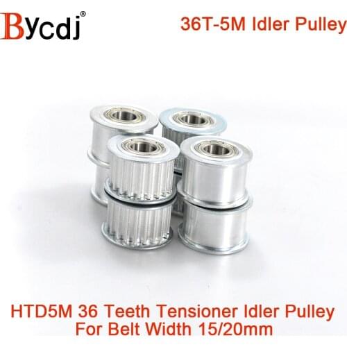 36 Teeth 5M Idler Pulley Tensioner Wheel Bore 8/10/12/15mm with Bearing Guide HTD5M synchronous pulley Gear 5M 36teeth 36T