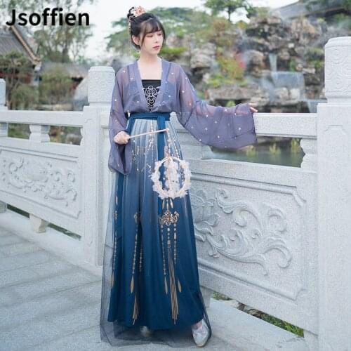 Original Embroidered Trditional Hanfu Costume Woman Ancient Pricess Stage Dance Dress Lady Elegant Fairy Tang Dynasty Folk Wear