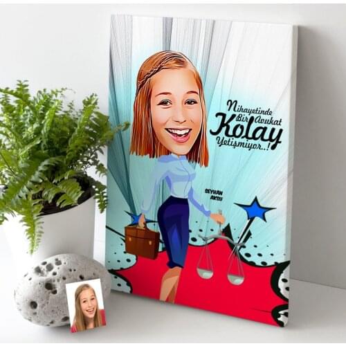 Personalized Women 'S Attorney Cartoon Canvas Table (30x50 cm.) 3 gift Home Decoration Special Design Home Office Business Place Quality