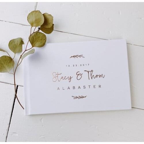 Custom Rustic White Wedding sign in Guest Book. Modern Custom Wedding Guestbook. baby shower birthday Keepsake books journals