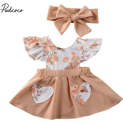 Pudcoco Floral Dress for Newborn Infant Baby Girl Clothes Flower Ruffle Summer Mini Dress Sundress Outfit