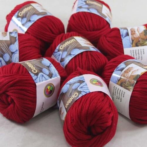 Sale 8Ball x 50g Super Soft Pure Cotton Chunky Shawl Hand Knitting Yarn Scarves Shawls 42223 Ruby Red