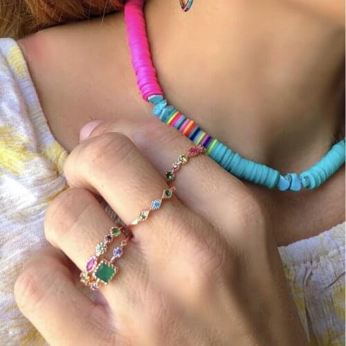 Rose gold color ring sets women finger rings 3pcs in a set beautiful new styles wedding rings set with red green purple cz