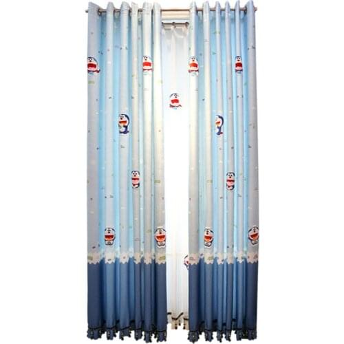 Cute blue Japanese cartoon childrens room curtain cloth boy bedroom boy window shade custom