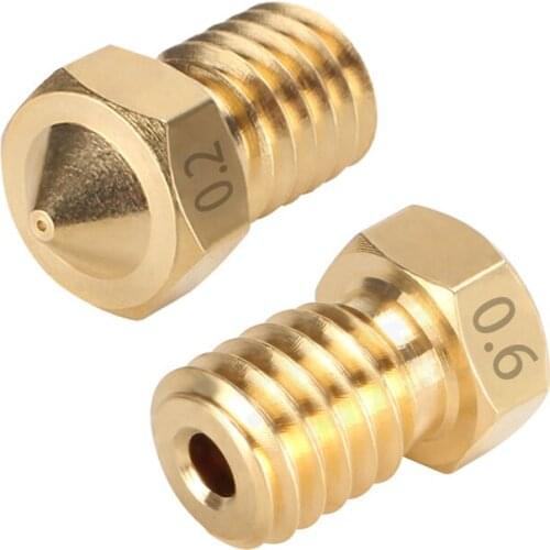 5/10pcs 3D Printer V6 Threaded Brass Nozzle 0.2/0.3/0.4/0.5/0.6/0.8/1.0mm for 1.75 Filament Full Metal E3D V5 Hotend Extruder