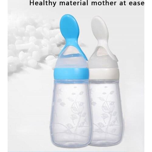 Squeezing Feeding Bottle Silicone Newborn Baby Training Rice Spoon Safe Tableware Tools Infant Cereal Food Supplement Feeder