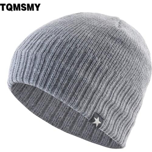 TQMSMY Mens Warm Beanies Outdoor Thick Hats Add Velvet Solid Color Knitting Double Layer Skullies Beanies Men Ski Gorras TME215