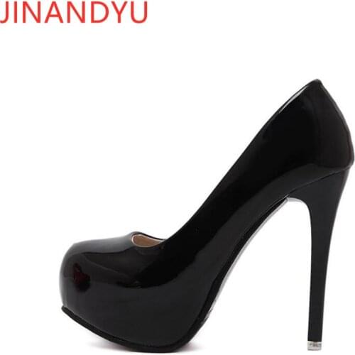 Patent Leather Loafers Platform Women Shoes High Heel Black White Shoes for Women 2021 Ladies Chunky Shoes Fashion Classy Pump