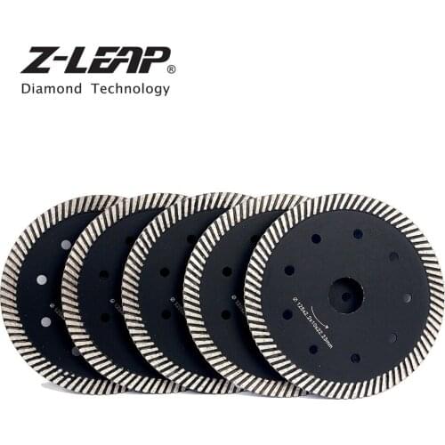 Z-LEAP 5" 5pcs Diamond Saw Blades Super Turbo 2.2mm Thick Cutting Disc Granite Sandstone Tile Ceramic Diamond Wheel