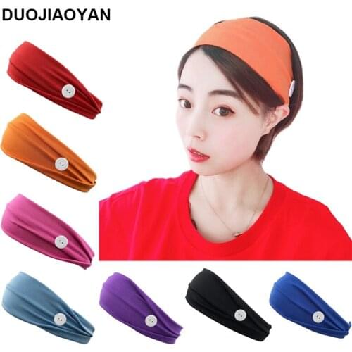 DUOJIAOYAN New color elastic hair band women button stretch headband Prevent tight ears Bandana fashion hair accessories
