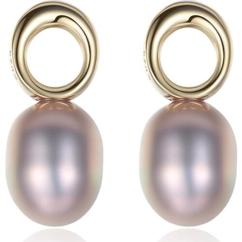 MetJakt S925 Sterling Silver 8-9mm Freshwater Pearl Fashion Simple All-match Womens Ear Stud