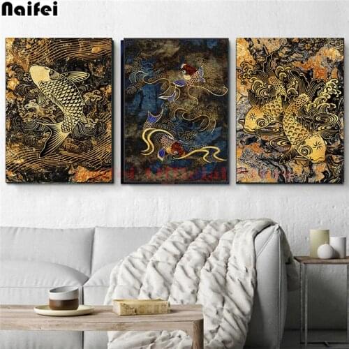 Animal Koi DIY Diamond Painting Fish Full Square/Round Diamond Embroidery Goldfish Cross Stitch Rhinestones Diamond Mosaic Decor