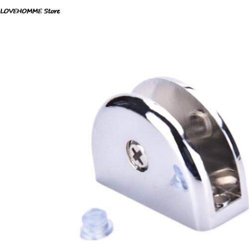 1PCS 5MM Stainless Steel Semicircle Clamp Holder Clip fashion Silver For Glass Shelf Handrail Glass Clamps top quality