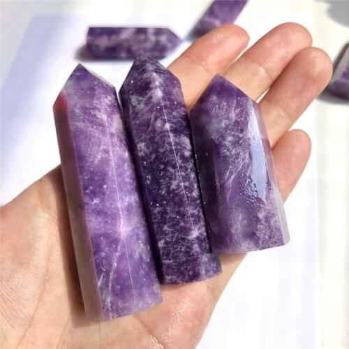 1PC Natural Crystal Lepidolite Column Crystal Point Quartz Mineral Stone Healing Obelisk Wand Home Decor DIY Gift Decoration