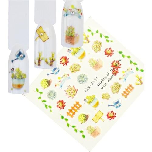 WUF 12 Designs Nail Art Garden style Pattern Water Transfer Stickers Nail Decals Nail Sticker
