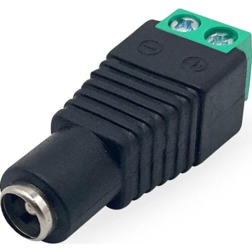 2pcs Power Cord Wire to DC 5.5mm Female Jack Adapter Fast Connector Line Power Plug 5V 12V 24V Led Strip CCTV Camera