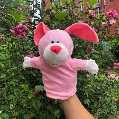 24cm Pink Rabbit Plush Finger Toys For Children Cute Cartoon Animal Bunny Doll Funny Playing Glove Hand Puppet Kids Toys