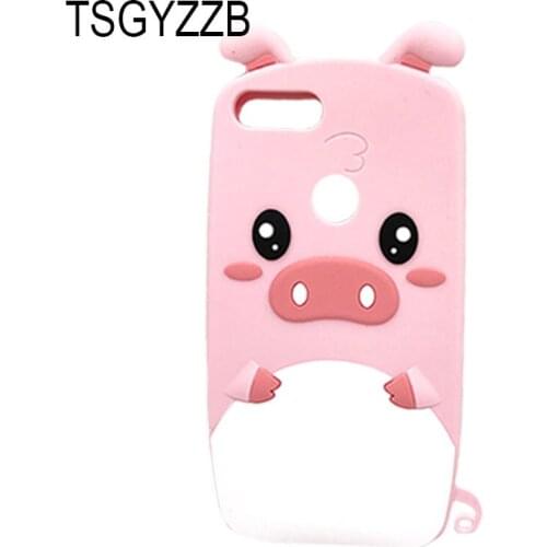 3D Cartoon Phone Case For Huawei P Smart Funda Silicone Cute Pig Ears Pink Soft Back Cover For Huawei Enjoy 7S Case Fashion Capa