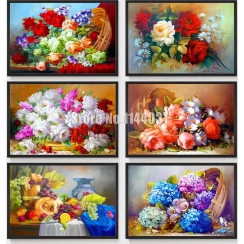 5D Diamond Painting Cross Stitch Red Floral bloom Crystal Needlework Diamond Embroidery Flower Full Diamond Mosaic Decorativeee