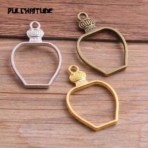 6pcs 22*44mm Three Color Alloy Jewelry Accessories Bottle Charm Hollow Glue Blank Pendant Tray Bezel 11C68
