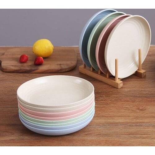 9 Inch,4Pack Lightweight Wheat Straw Plates -Dishes and Plates Sets for Kids Children Toddler