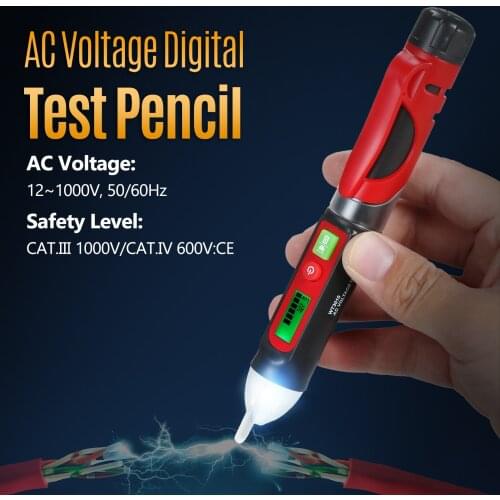 AC Voltage Detector LCD Digital Test Pencil Voltage Tester NCV Tester Electricity Detector w/ Flashlight Sensitivity Light Alarm