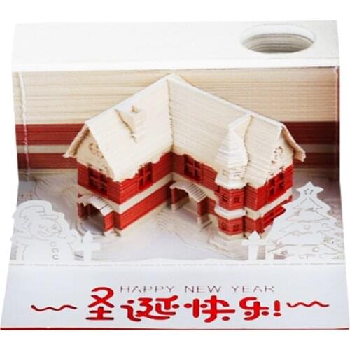 Omoshiroi Block 155 Sheets Mini Creative Note Paper Diy House Memo Pad Portable Notepad Cubes Christmas Ornaments Christmas Gift