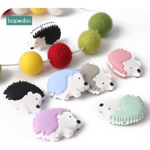 Bopoobo 5pc Mini Silicone Hedgehog Teether Silicone Porcupine Silicone Teething Beads Nursing Gifts Baby Teether Silicone Beads