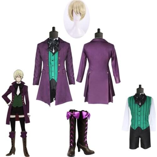 Anime Black Butler Cosplay Costume Alois Trancy Role Play Performance Costumes Men Women Full Set Halloween Uniform Outfits Wig