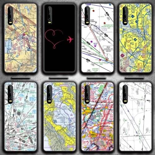 Aviation Chart Phone Case for Huawei P20 P30 P40 lite E Pro Mate 30 20 Pro P Smart 2020 P10