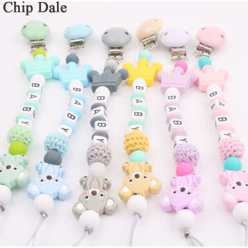 Chip Dale DIY Baby Silicone Pacifier Clips Chain Silicone Animal Pacifier Anti-drop Chains Dummy Clip Holder Nipples