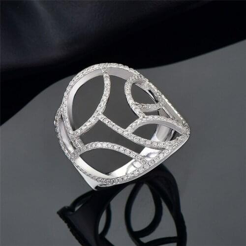 DY 925 Sterling Silver Ring Clear Cubic Zirconia High Quality Hoop Geometric Ring For Women Party Fashion Accessories Jewelry