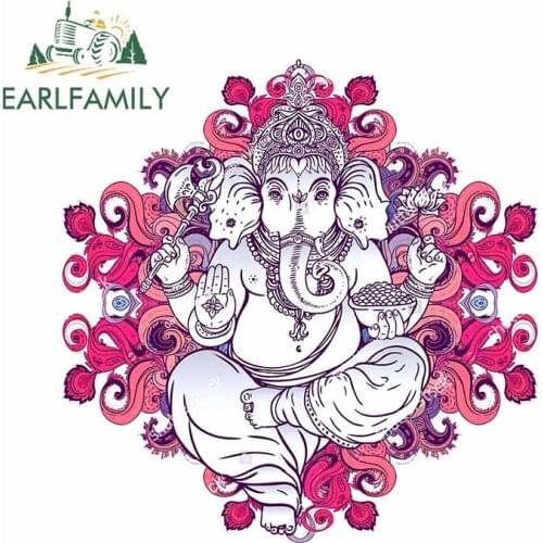 EARLFAMILY 13cm x 12.7cm for Ganesha Elephant Wealth Car Stickers VAN Car Sticker Bumper Trunk Decoration Car Accessories Decal