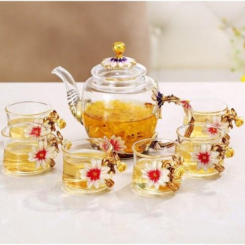 Enamel Colored Glass Teacup Small Cups Crystal Glass Red Teacups Kung Fu Teacups Flower Teacup