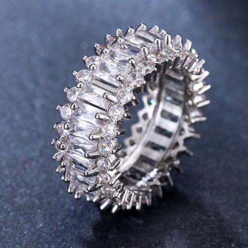 Emmaya Brand Fashion Charm Three Colors AAA Cubic Zircon Round Symmetry Rings For Women Jewelry Wedding Brithday Party Gift