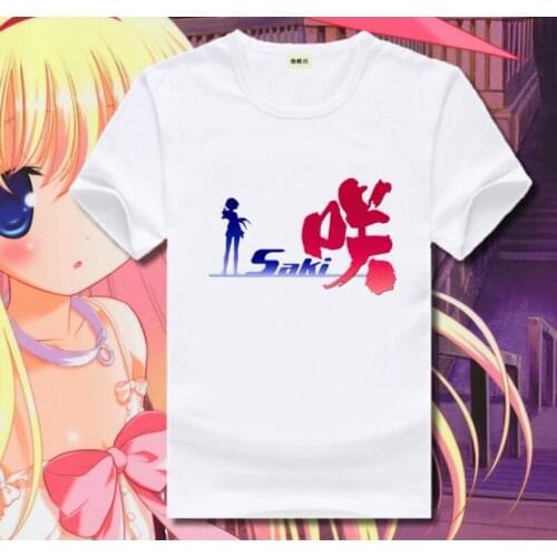Saki- Cosplay T Shirt Miyanaga Saki Haramura Nodoka Print T-Shirt Summer Graphic Tees Crew Neck Harajuku Casual Top Costume