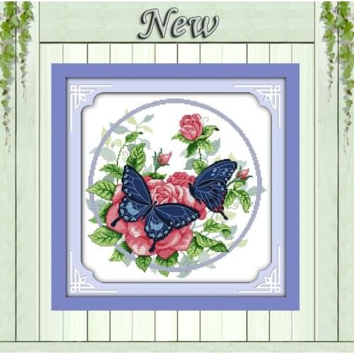 Love of butterflies peony flowers paintings counted printed on canvas DMC 14CT 11CT Cross Stitch Needlework kits Embroidery Sets