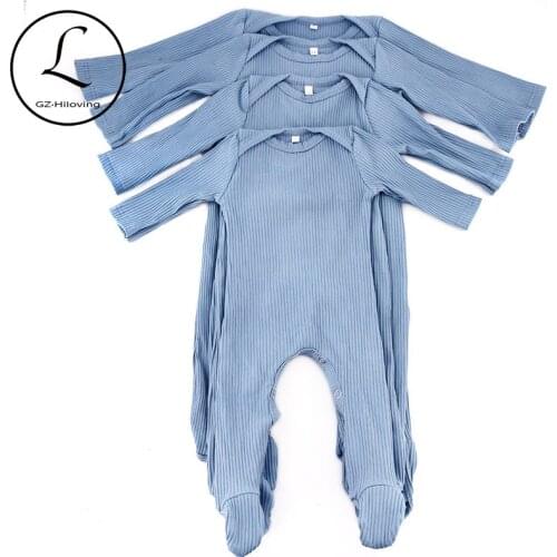Newborn Baby Girls Boys Ribbed Cotton bodysuit romper Spring Summer Soft Footies For Toddler Childs Outfits customized Clothing