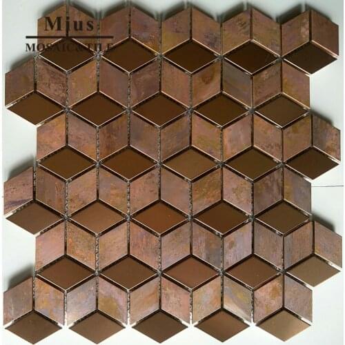 Copper mosaic rhombus bathroom tile design