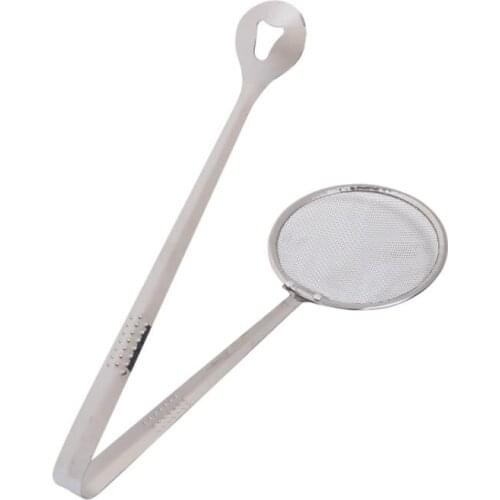 Metal Stainless Steel Strainers Filter Spoon with Clip Fine Mesh Ladle Colander Clip Skimmer Kitchen Accessories