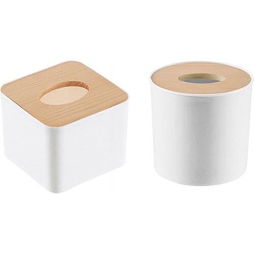 Multifunctional Tissue Box Storage Box Wooden Cover Tissue Box Removable Mini Tissue Storage Tube