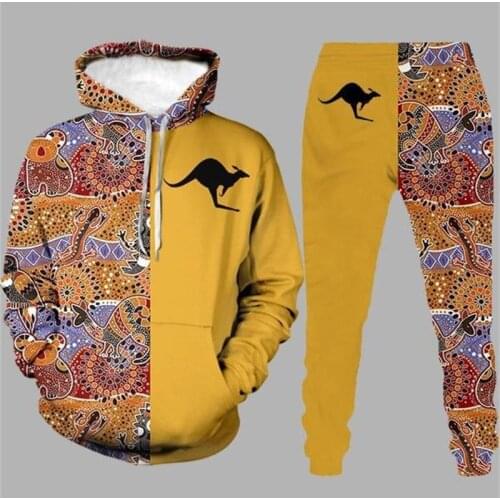 2021 Fashion 3D Hoodies Suits Mens Sweatshirt Joggers Funny Harajuku Print Set Fall Winter Unisex Tracksuit Clothes Pant