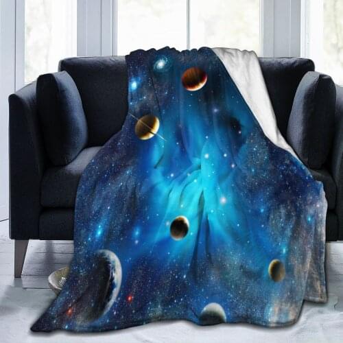 Soft Warm Fleece Blanket View Of The Universe With Planets Sofa Plaid Throw 3 Size Light Thin Mechanical Wash Flannel Blankets