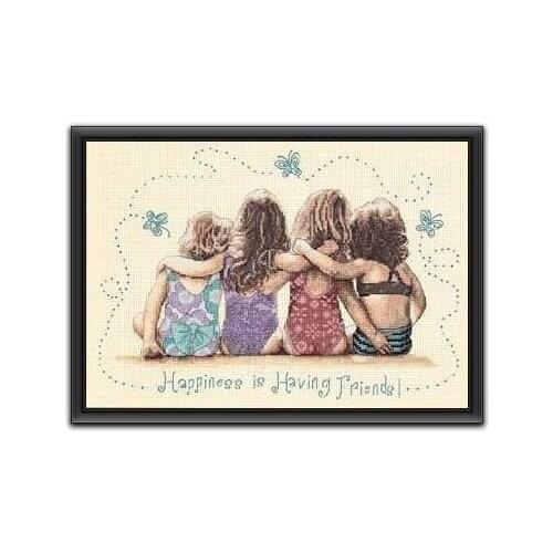 Top Quality Lovely Counted Cross Stitch Kit Happiness is Having Friends Four Good Friend dim 35241