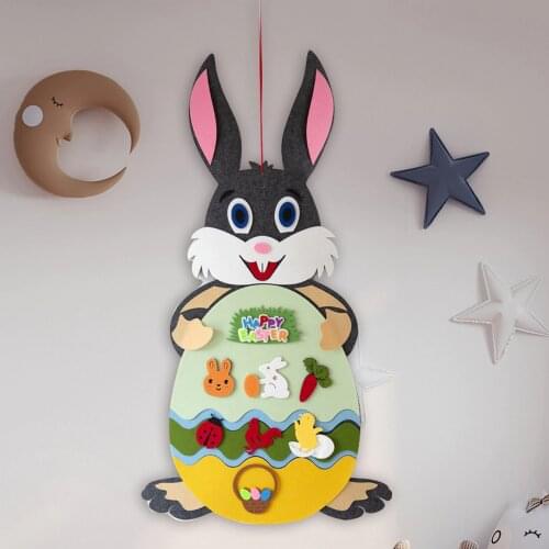 DIY Easter Felt Hanging Felt Rabbit Set with Detachable Ornament Bunny Decoration Wall Hanging Gift Handmade Felt Toys Set