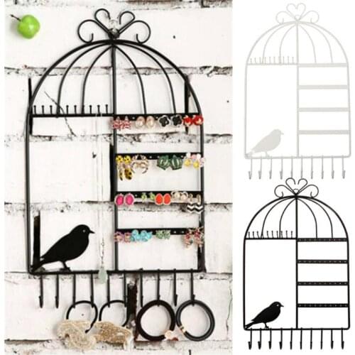Wall-mounted Earrings Necklace Jewelry Stand Simple Style Metal Stand Holder Rack Earring Necklace Jewelry Display