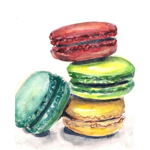 Skills Artist Hand-painted Best Kitchen Decoration Oil Painting Handmade Macaron Cake Oil Painting For Coffee Bar Decoration