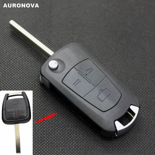 AURONOVA New Upgrade Folding Key Shell for Opel Vectra Corsa 3 Buttons Remote Car Key Case No Groove Blade
