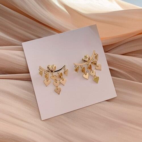 2021 New Fashion Long Lovely Temperament Drop Earrings Jewelry Sweet Contracted Metal Heart Modelling Women Earrings